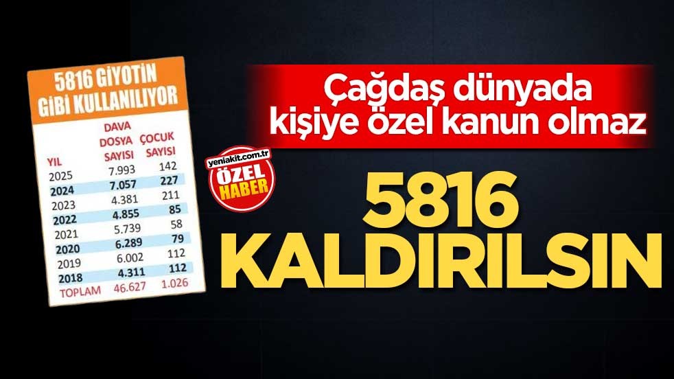 Çağdaş dünyada kişiye özel kanun olmaz! 5816 kaldırılsın