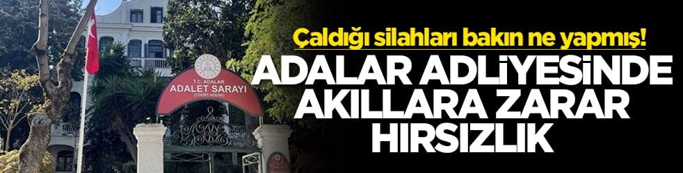 Çaldığı silahları bakın ne yapmış! Adalar Adliyesi'nde akıllara zarar hırsızlık