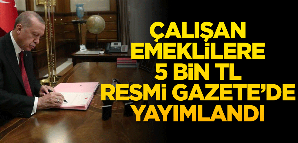 Çalışan emeklilere 5 bin TL ikramiye verilmesi Resmi Gazete'de