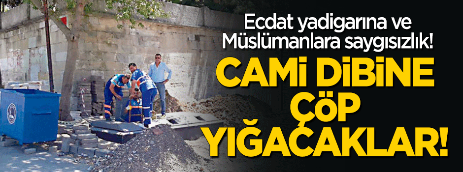 Cami dibinde çöp konteyneri