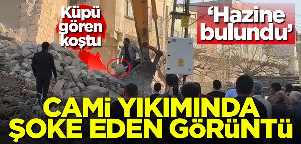 Cami yıkımında şok görüntü! Küpü gören koştu
