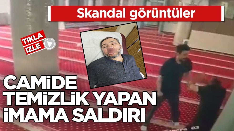 Camide temizlik yapan imama saldırı