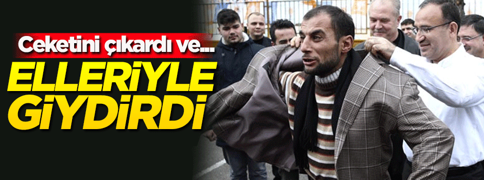 Ceketini çıkarıp vatandaşa elleriyle giydirdi