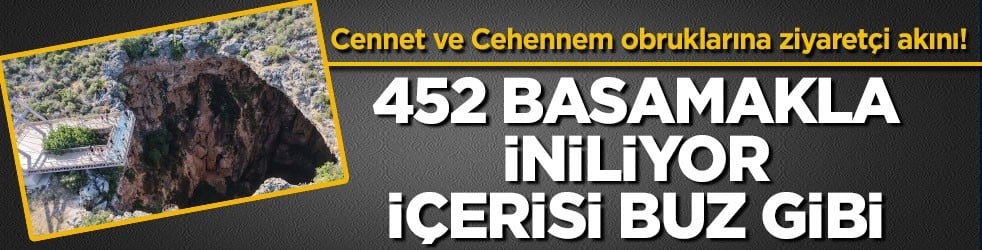 Cennet ve Cehennem obruklarına ziyaretçi akını! 452 basamakla iniliyor, içerisi buz gibi