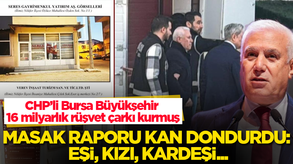 CHP’li Bursa Büyükşehir 16 milyarlık rüşvet çarkı kurmuş! MASAK raporu kan dondurdu: Eşi, kızı, kardeşi...