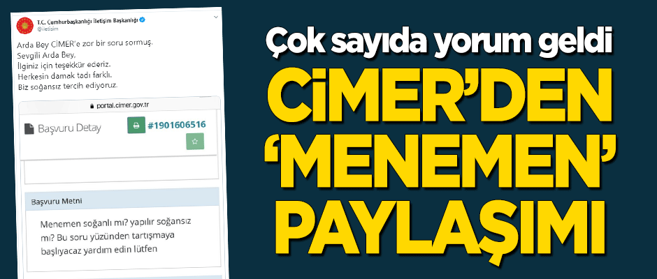 CİMER'den 'menemen' paylaşımı