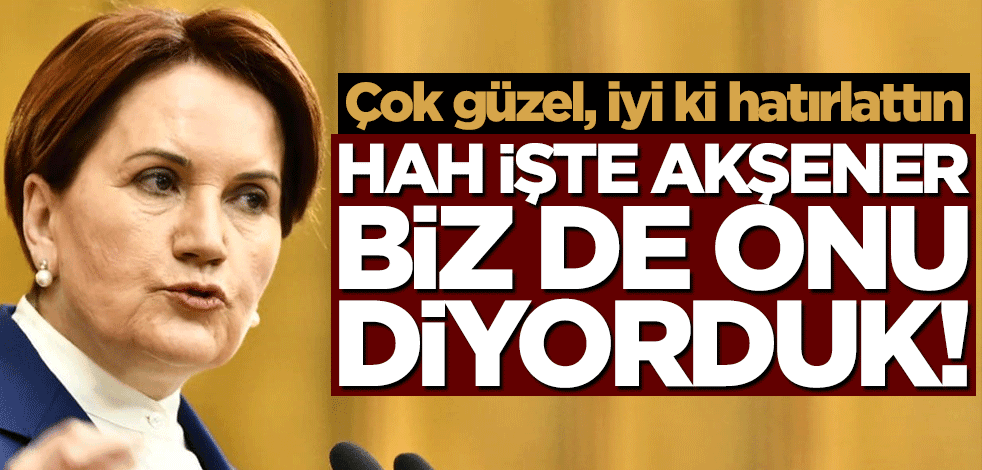 Çok güzel, iyi ki hatırlattın… Hah işte Akşener biz de onu diyorduk!