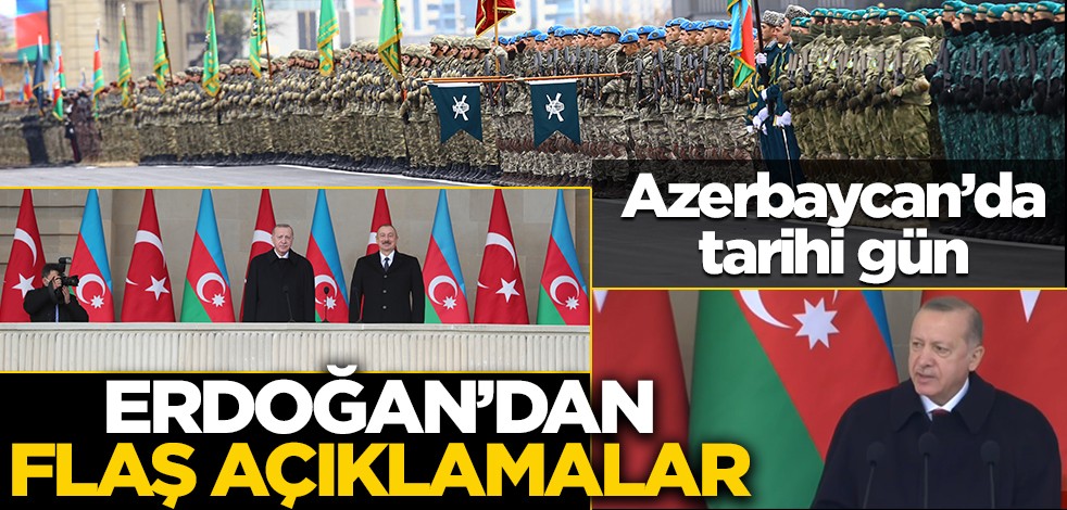 Cumhurbaşkanı Erdoğan Azerbaycan'da! Tören başladı
