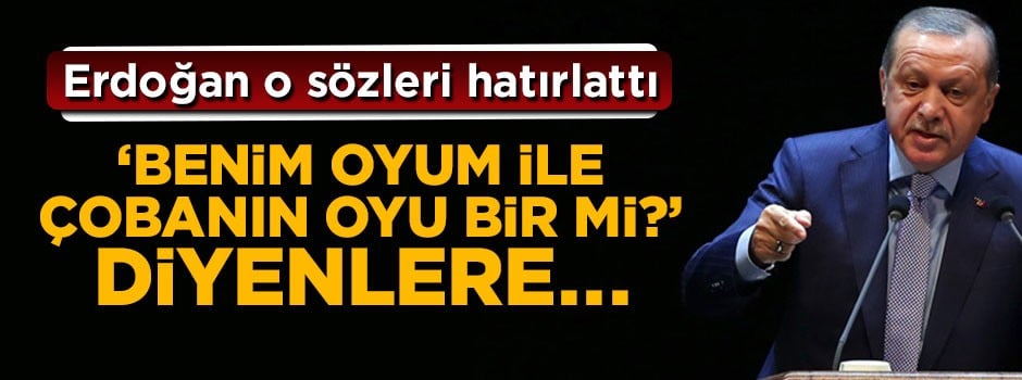 Cumhurbaşkanı Erdoğan: Benim oyumla dağdaki çobanın oyu bir mi diyenlere...