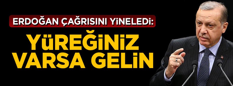 Cumhurbaşkanı Erdoğan çağrısını yineledi: Yüreğiniz varsa gelin