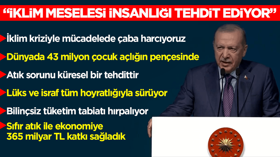 Cumhurbaşkanı Erdoğan: İklim meselesi tüm insanlığı tehdit ediyor