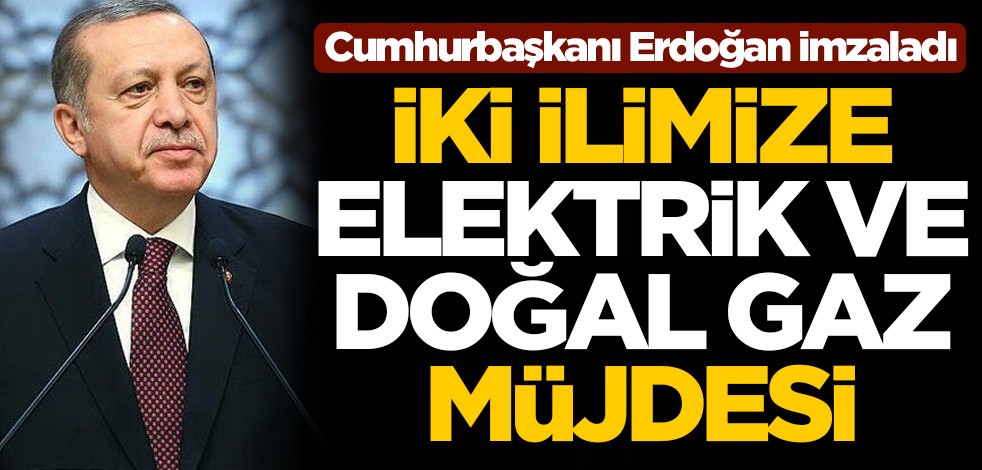 Cumhurbaşkanı Erdoğan imzaladı! İki ilimize elektrik ve doğal gaz müjdesi