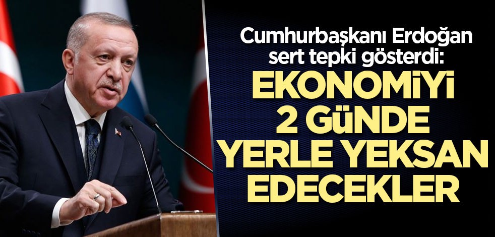 Cumhurbaşkanı Erdoğan sert tepki gösterdi: Ekonomiyi 2 günde yerle yeksan edecekler