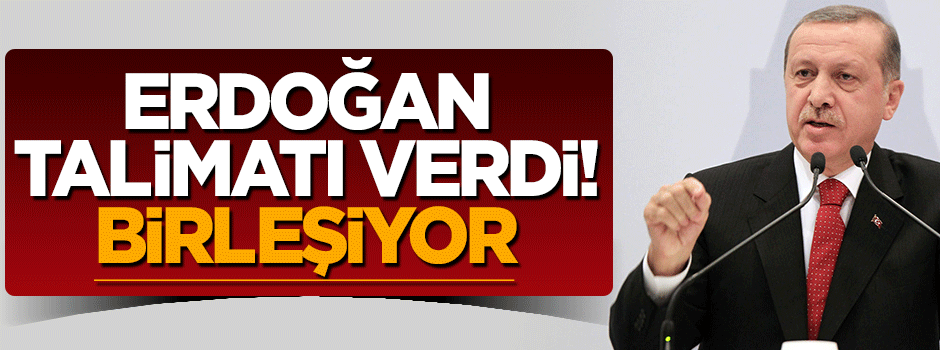 Cumhurbaşkanı Erdoğan talimatı verdi Tek çatı altında birleşiyor