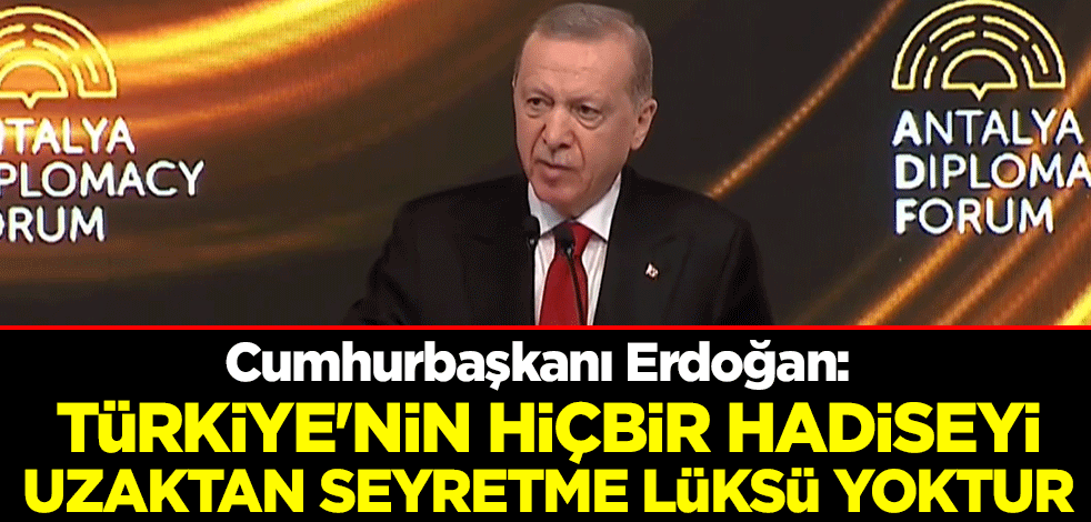 Cumhurbaşkanı Erdoğan: Türkiye'nin hiçbir hadiseyi uzaktan seyretme lüksü yoktur
