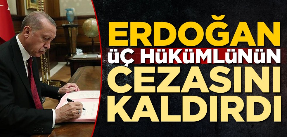 Cumhurbaşkanı Erdoğan, üç hükümlünün cezasını kaldırdı