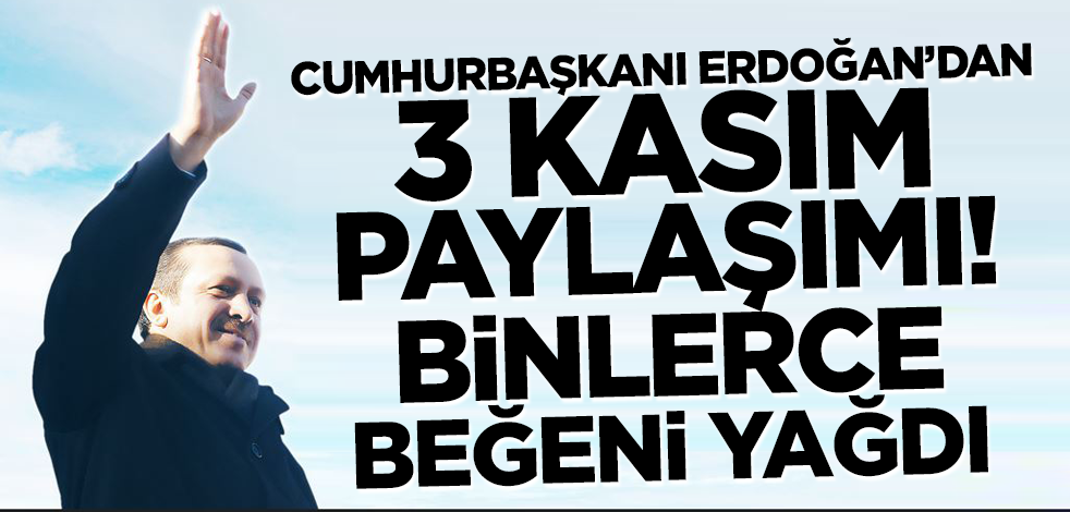 Cumhurbaşkanı Erdoğan'dan 3 Kasım paylaşımı! Binlerce beğeni yağdı