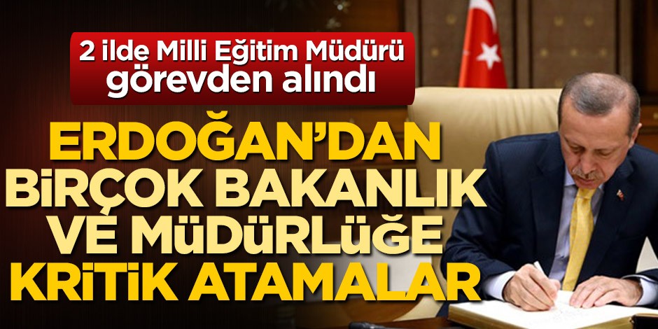 Cumhurbaşkanı Erdoğan'dan birçok bakanlık ve müdürlüğe kritik atamalar! 2 ilde Milli Eğitim Müdürü görevden alındı