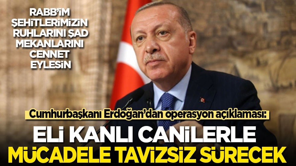 Cumhurbaşkanı Erdoğan'dan DEAŞ operasyonu açıklaması: Eli kanlı canilerle mücadele tavizsiz sürecek