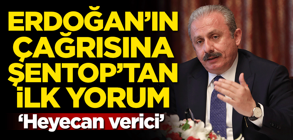 Cumhurbaşkanı Erdoğan'ın çağrısına ilk yorum Şentop'tan ilk yorum: Heyecan verici