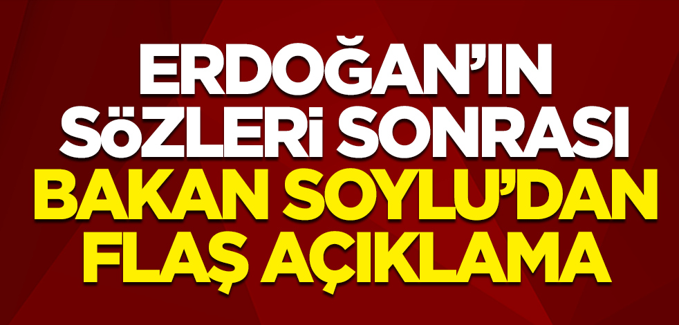 Cumhurbaşkanı Erdoğan'ın sözleri sonrası İçişleri Bakanı Süleyman Soylu'dan flaş açıklama