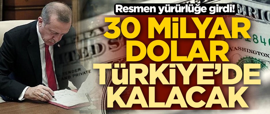 Cumhurbaşkanı kararlarıyla yürürlüğe girdi! 30 milyar dolar Türkiye'de kalacak