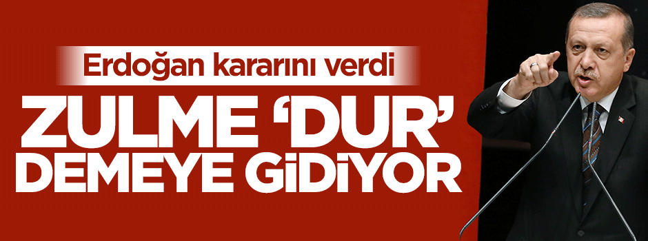 Cumhurbaşkanı Recep Tayyip Erdoğan, zulme 'dur' demeye gidiyor