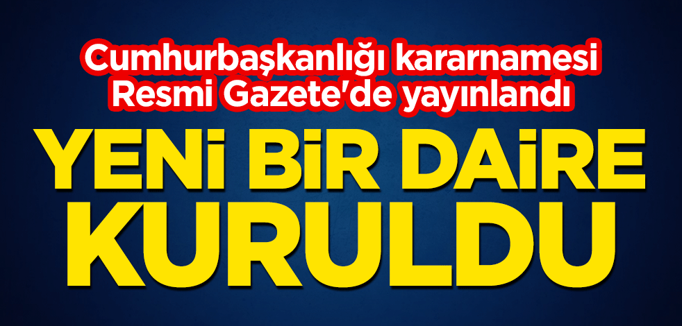 Cumhurbaşkanlığı kararnamesi Resmi Gazete'de yayınlandı! Yeni bir daire kuruldu