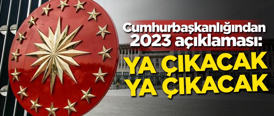 Cumhurbaşkanlığından 2023 açıklaması: Ya çıkacak ya çıkacak