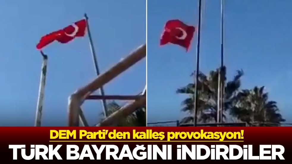 DEM Parti'den kalleş provokasyon! Türk bayrağını indirdiler