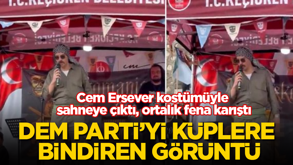 DEM Parti’yi küplere bindiren görüntü: Cem Ersever kostümüyle sahneye çıktı, ortalık fena karıştı