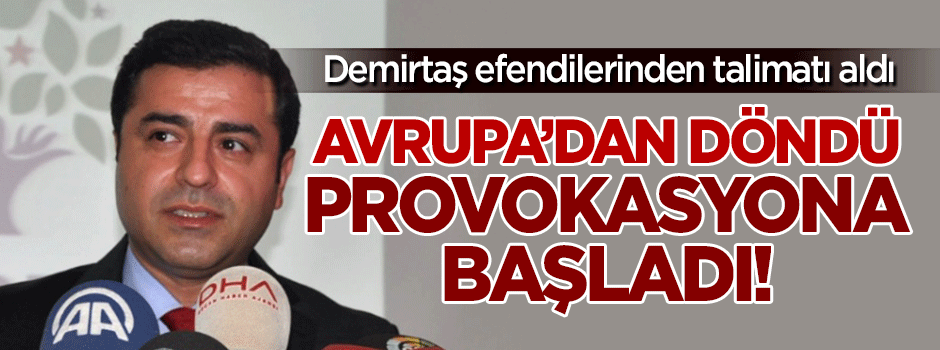 Demirtaş Avrupa'dan döndü, provokasyona başladı!