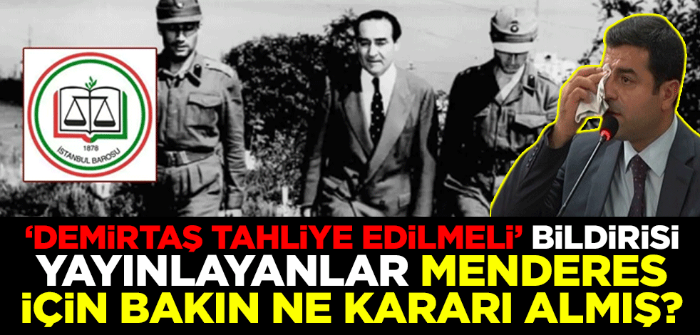 ''Demirtaş tahliye edilmeli'' bildirisi yayınlayanlar Menderes için bakın ne kararı almış?
