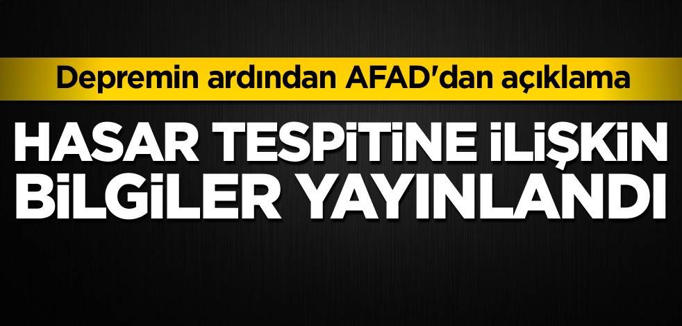 Depremin ardından AFAD'dan açıklama! Hasar tespitine ilişkin bilgiler yayınlandı