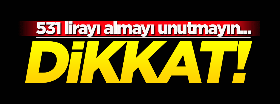 Dikkat! 531 lirayı almayı unutmayın!