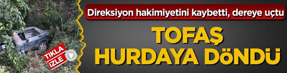 Direksiyon hakimiyetini kaybetti, dereye uçtu! Tofaş hurdaya döndü
