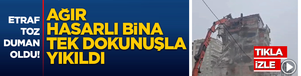 Diyarbakır’da ağır hasarlı bina tek dokunuşla yıkıldı: Etraf toz duman oldu!