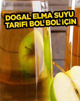 Doğal elma suyu güzel olacak, soğuk olarak tas tas için!