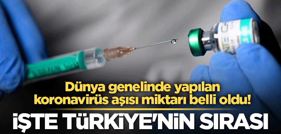 Dünya genelinde yapılan koronavirüs aşısı miktarı belli oldu! İşte Türkiye'nin sırası