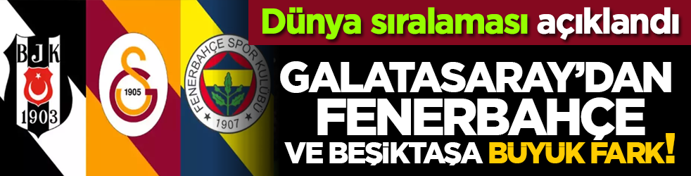 Dünya sıralaması açıklandı: Galatasaray'dan Fenerbahçe ve Beşiktaş'a büyük fark!