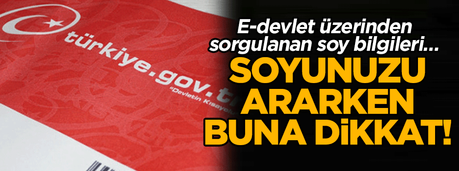 E-devlet üzerinden sorgulanan soy bilgileri… Soyunuzu ararken buna dikkat!