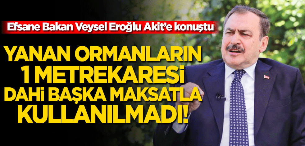 Efsane Bakan Veysel Eroğlu Akit’e konuştu! Yanan ormanların 1 metrekaresi dahi başka maksatla kullanılmadı!