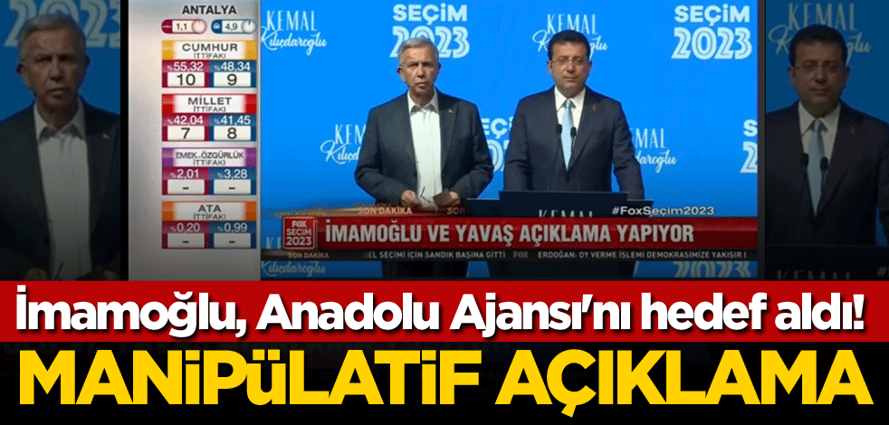 Ekrem İmamoğlu, Anadolu Ajansı'nı hedef aldı! Manipülatif açıklama