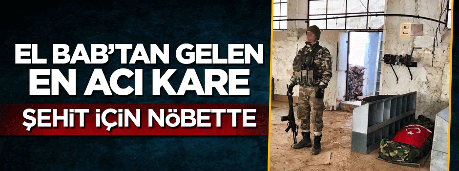 El Bab'tan gelen en acı fotoğraf! Şehit için nöbette