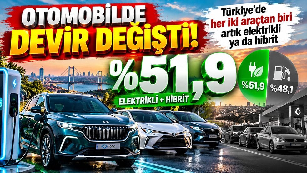 Elektrikli ve hibrit otomobiller pazarı ele geçirdi! Her iki araçtan biri artık onlardan