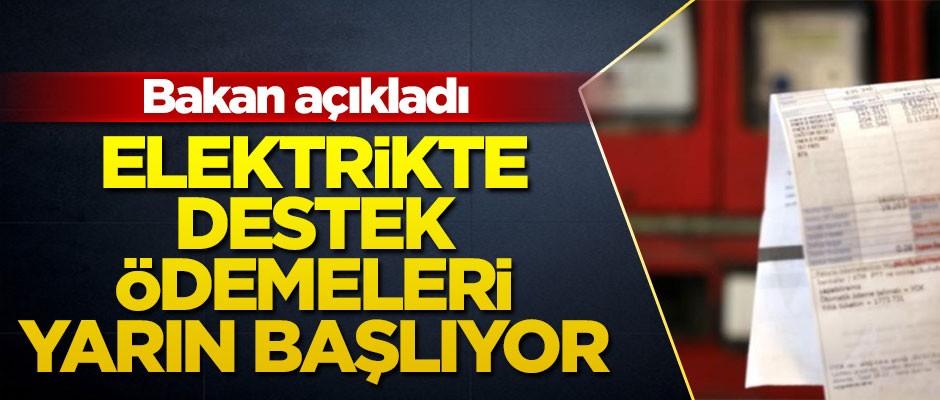 Elektrikte destek ödemeleri yarın başlıyor