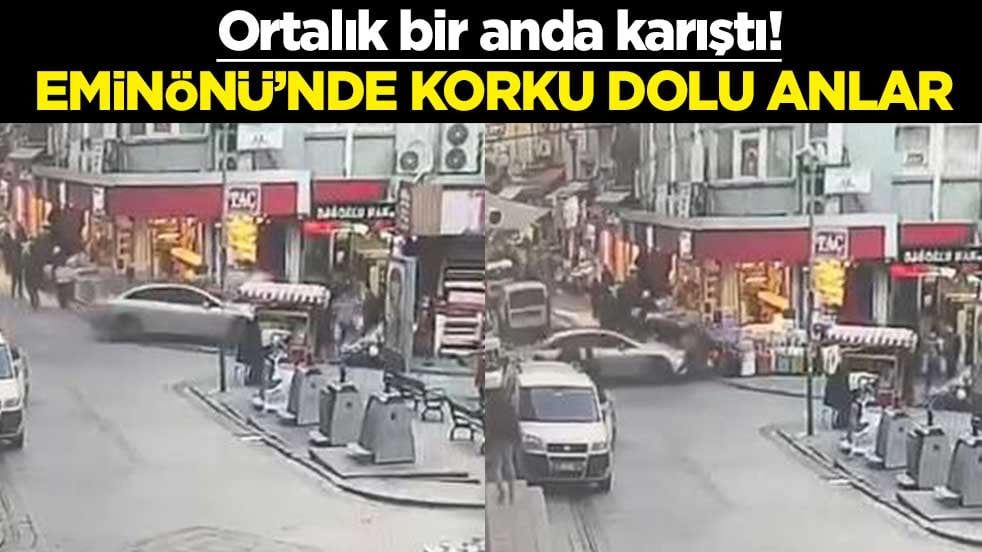 Eminönü'nde bir anda ortalık karıştı! Korku dolu anlar kamerada