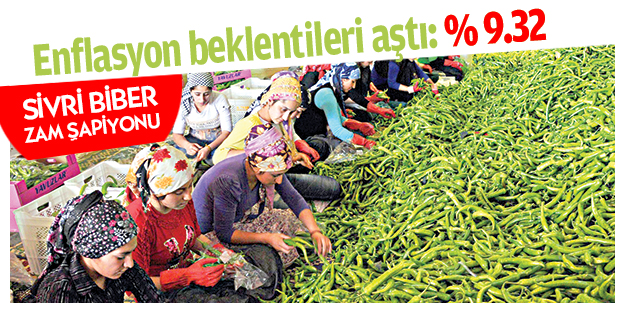 Enflasyon beklentileri aştı: % 9.32