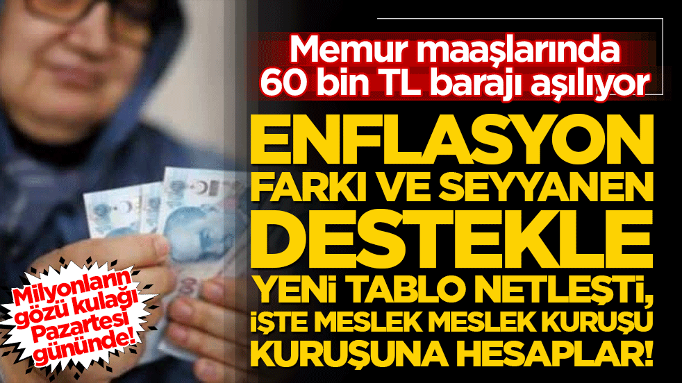 Enflasyon farkı ve seyyanen destekle yeni tablo netleşti, işte meslek meslek kuruşu kuruşuna hesaplar!