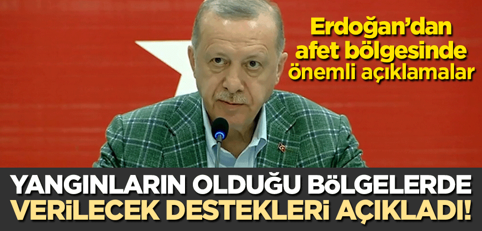 Erdoğan afet bölgesinde! Yangınların olduğu bölgelerde verilecek destekleri açıkladı